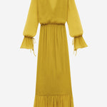 abito lungo a balze in seta 825705 Y3F227789 SAINT LAURENT 