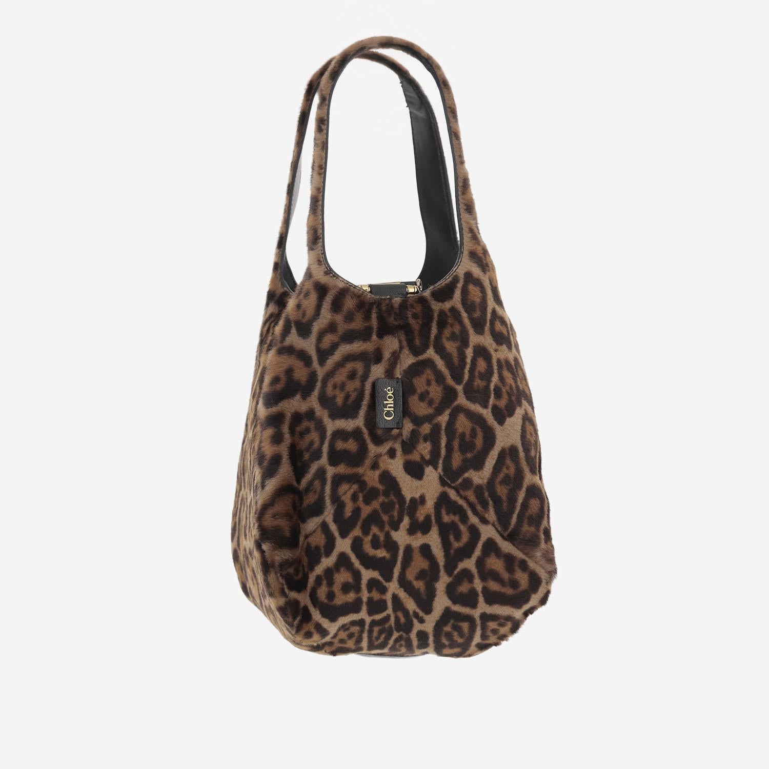 BORSA A SPALLA IN SHEARLING CON MOTIVO ANIMALIER CH25WS644Q20 220 CHLOE 