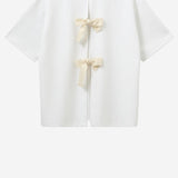 T-SHIRT TG BOW IN MISTO COTONE STRETCH 21721 000 THE.GARMENT 