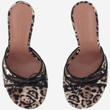 Sandali Eleonora in seta ELEONORASLIPPER 95LEOPARDBLACK AMINA MUADDI 