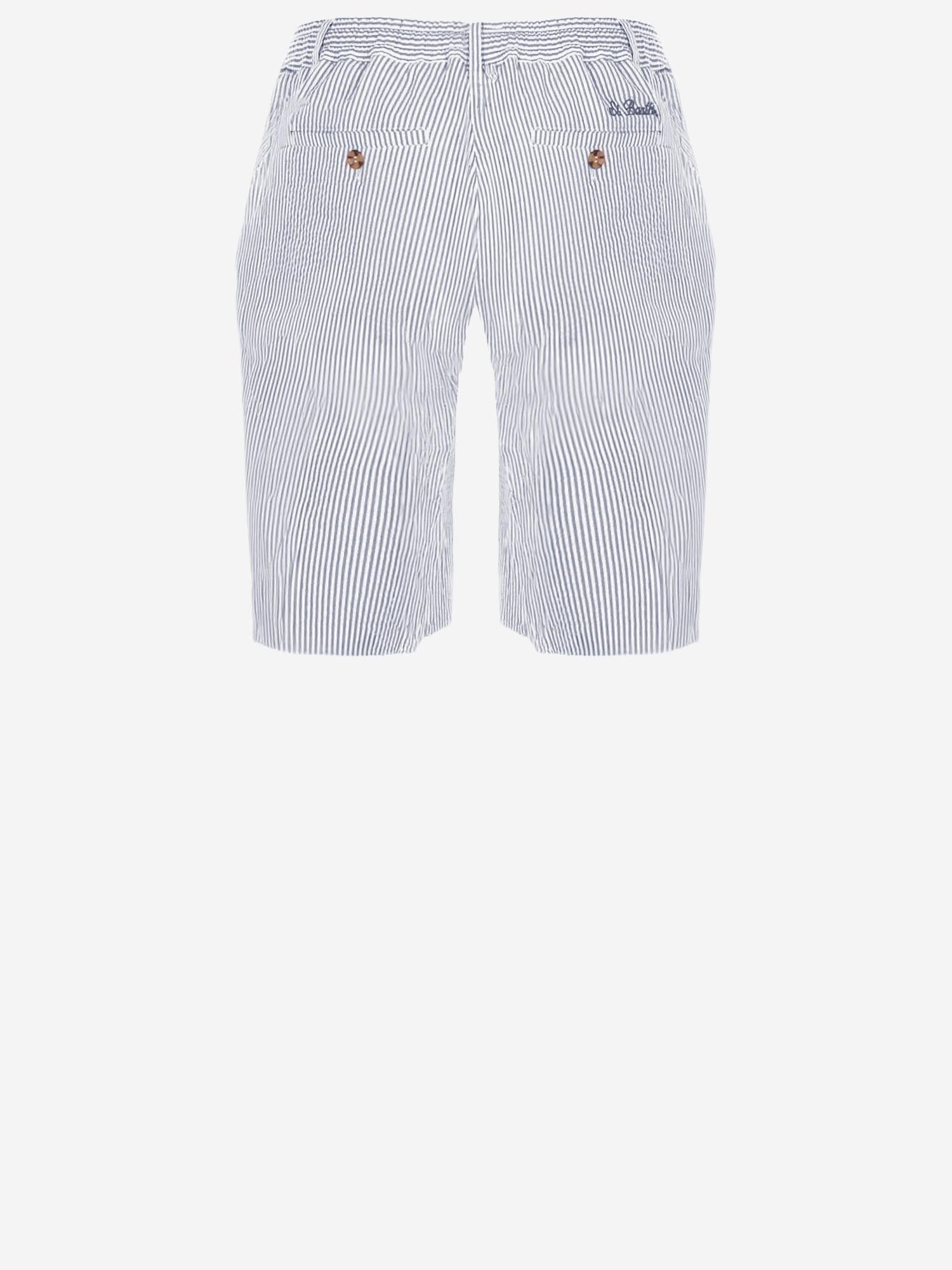 PANTALONI CORTI IN COTONE A RIGHE ISC0001 03931L MC2 SAINT BARTH 