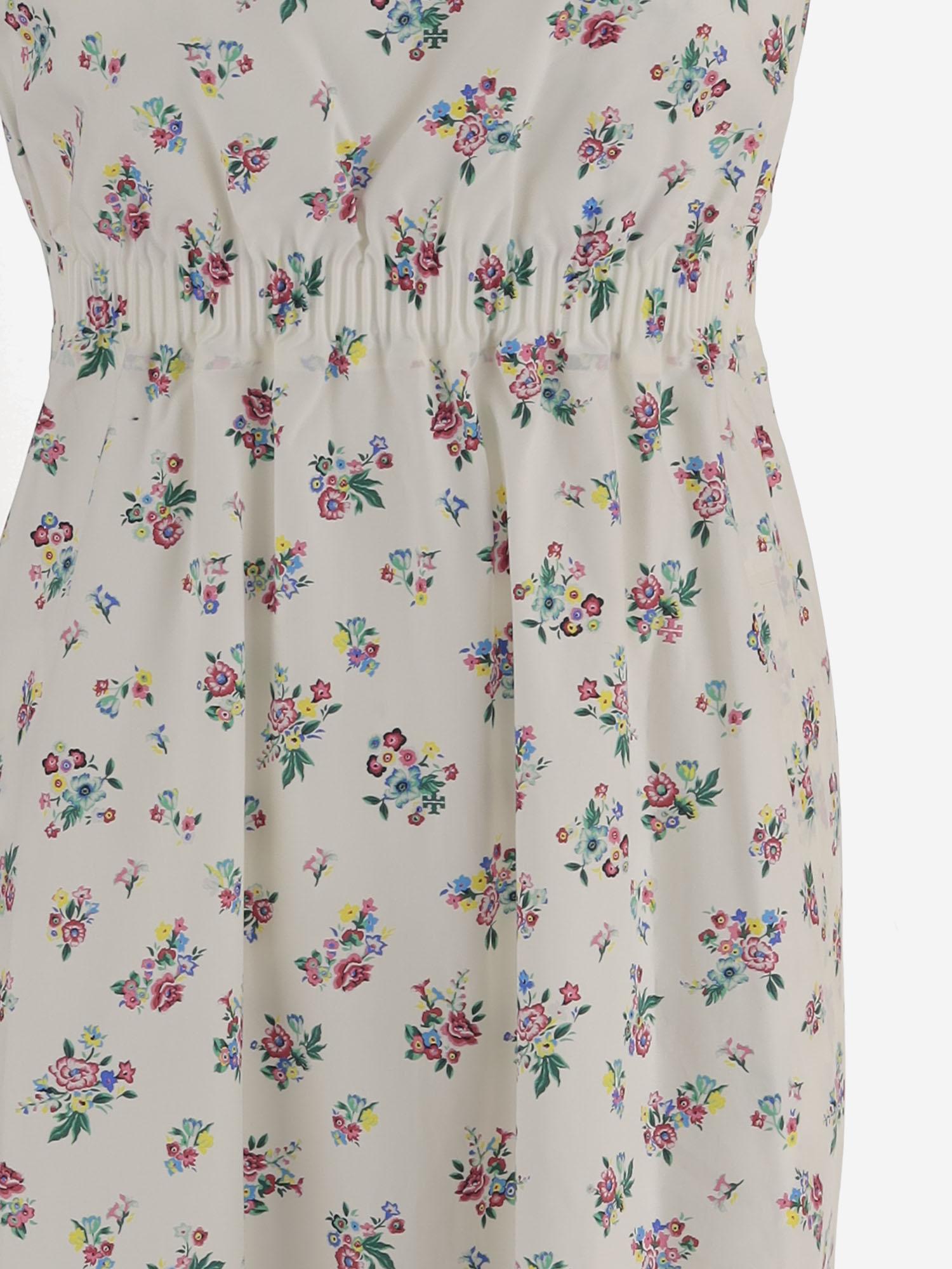 ABITO SENZA MANICHE IN COTONE CON MOTIVO FLOREALE 168918 978 TORY BURCH 