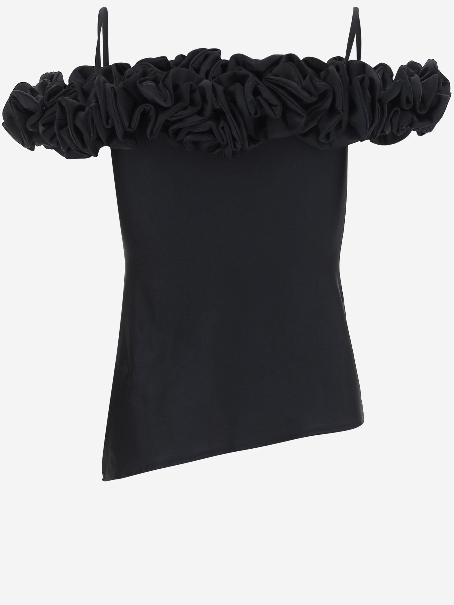 TOP IN JERSEY STRETCH CON ROUCHES COPT79F5001 BLK COPERNI 