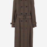 CAPPOTTO LUNGO IN LANA CON MOTIVO CHECK 831610 Y9I702849 SAINT LAURENT 