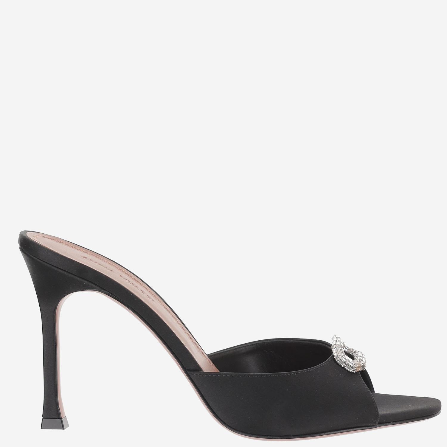 DÉCOLLETÉ MINI CAMELIA IN RASO MINICAMELIASLIPPER 95BLACKWHITE AMINA MUADDI 