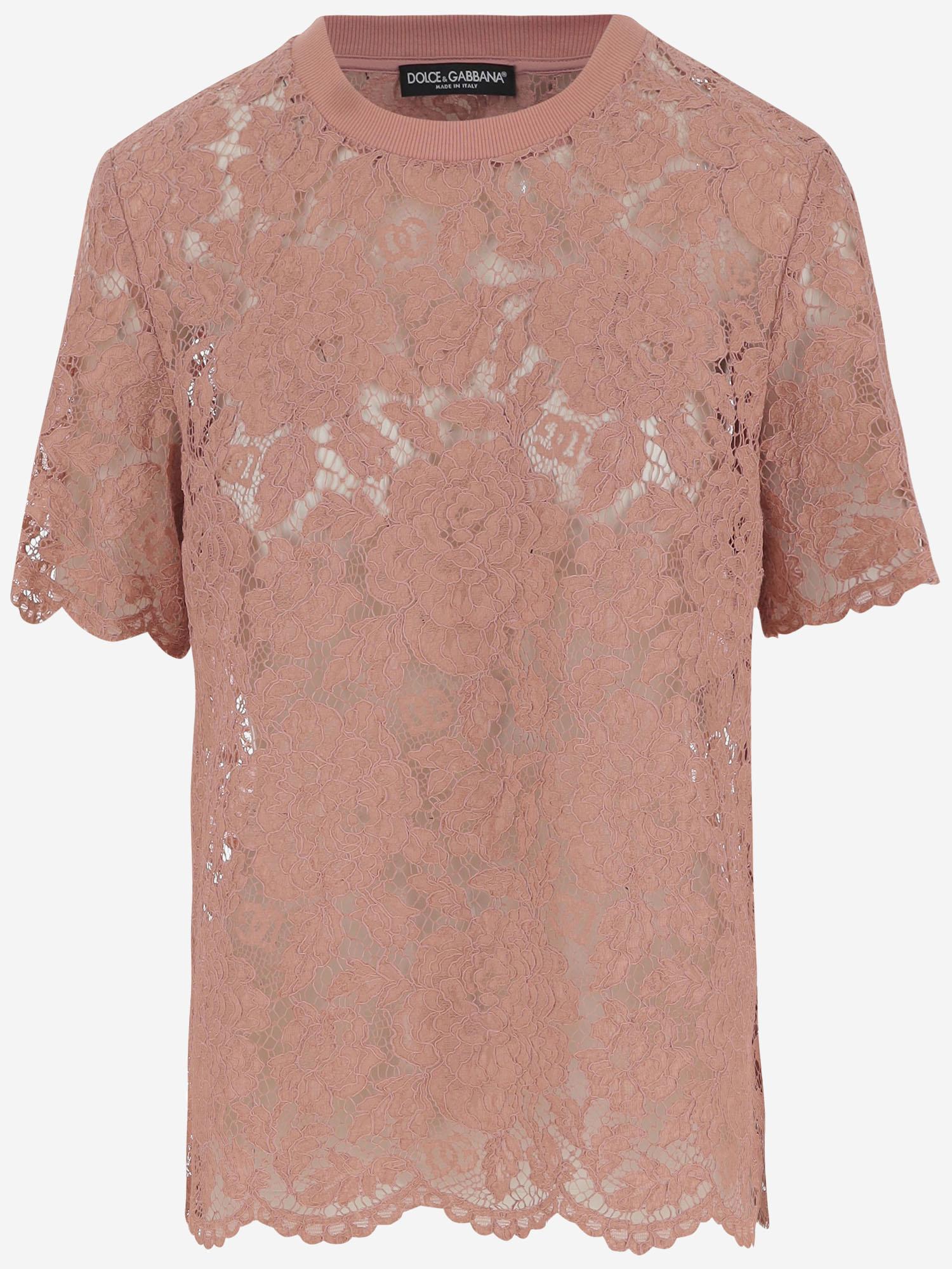 TOP IN PIZZO A CORDONCINO FLOREALE IN MISTO VISCOSA E COTONE F8V21T HLM7LF0473 DOLCE & GABBANA 