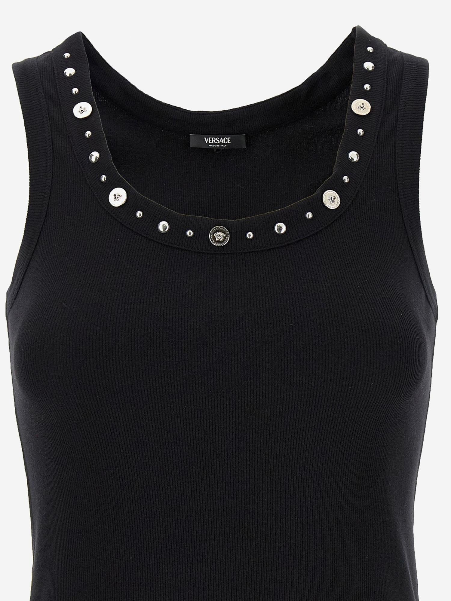TOP IN COTONE STRETCH CON BORCHIE 1023209 1A172211B000 VERSACE 