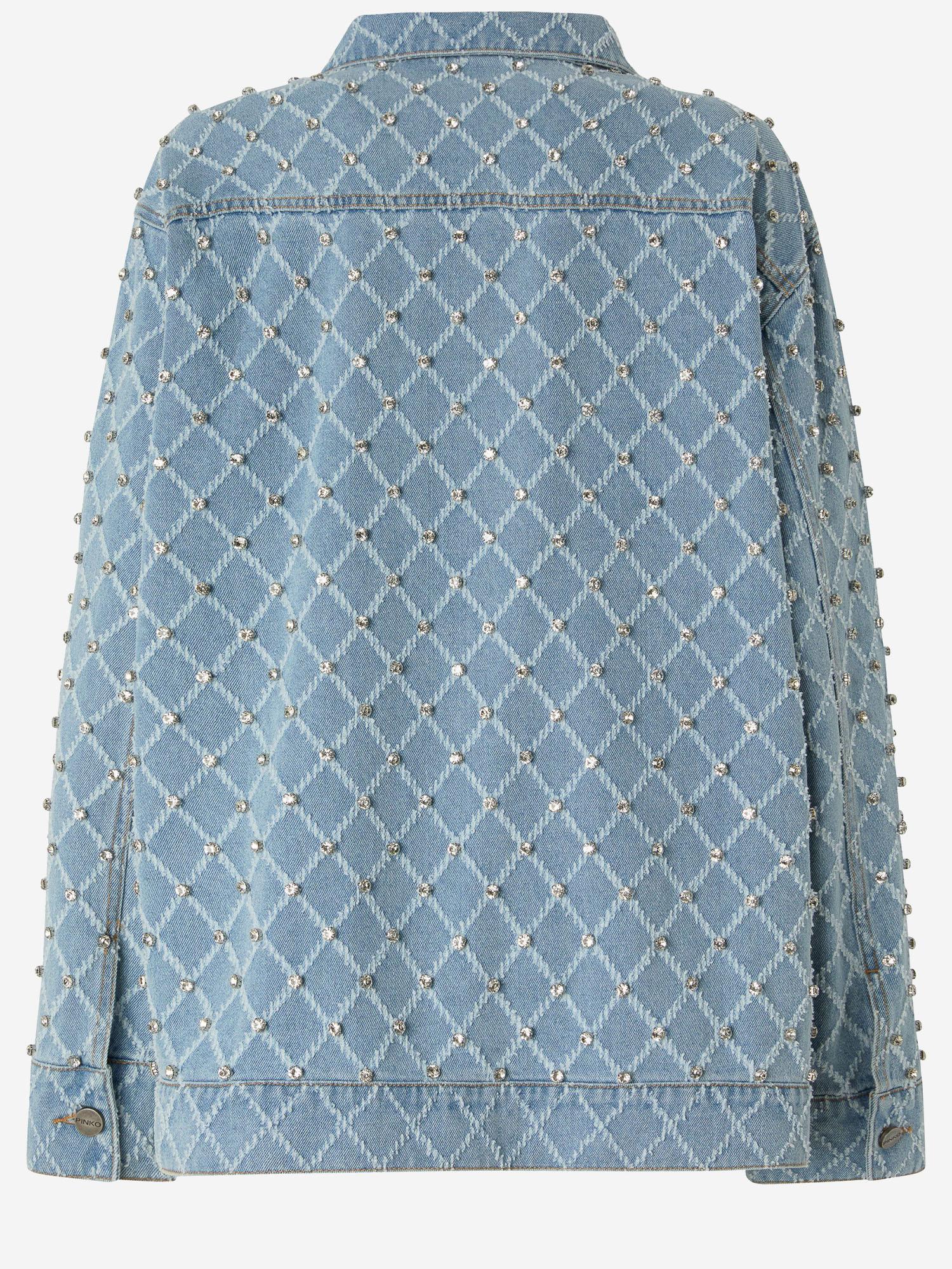 GIACCA IN DENIM CON DISEGNO ROMBI E STRASS 106246 A32NPJE PINKO 