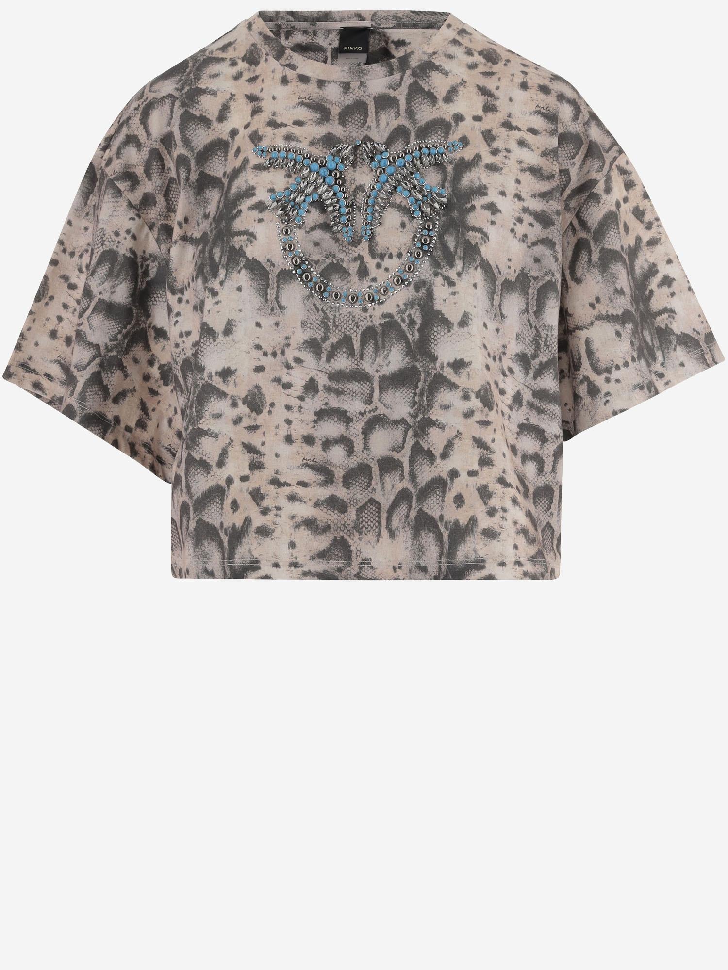 T-shirt cropped in cotone con logo 106921 A3C8CZ9 PINKO 