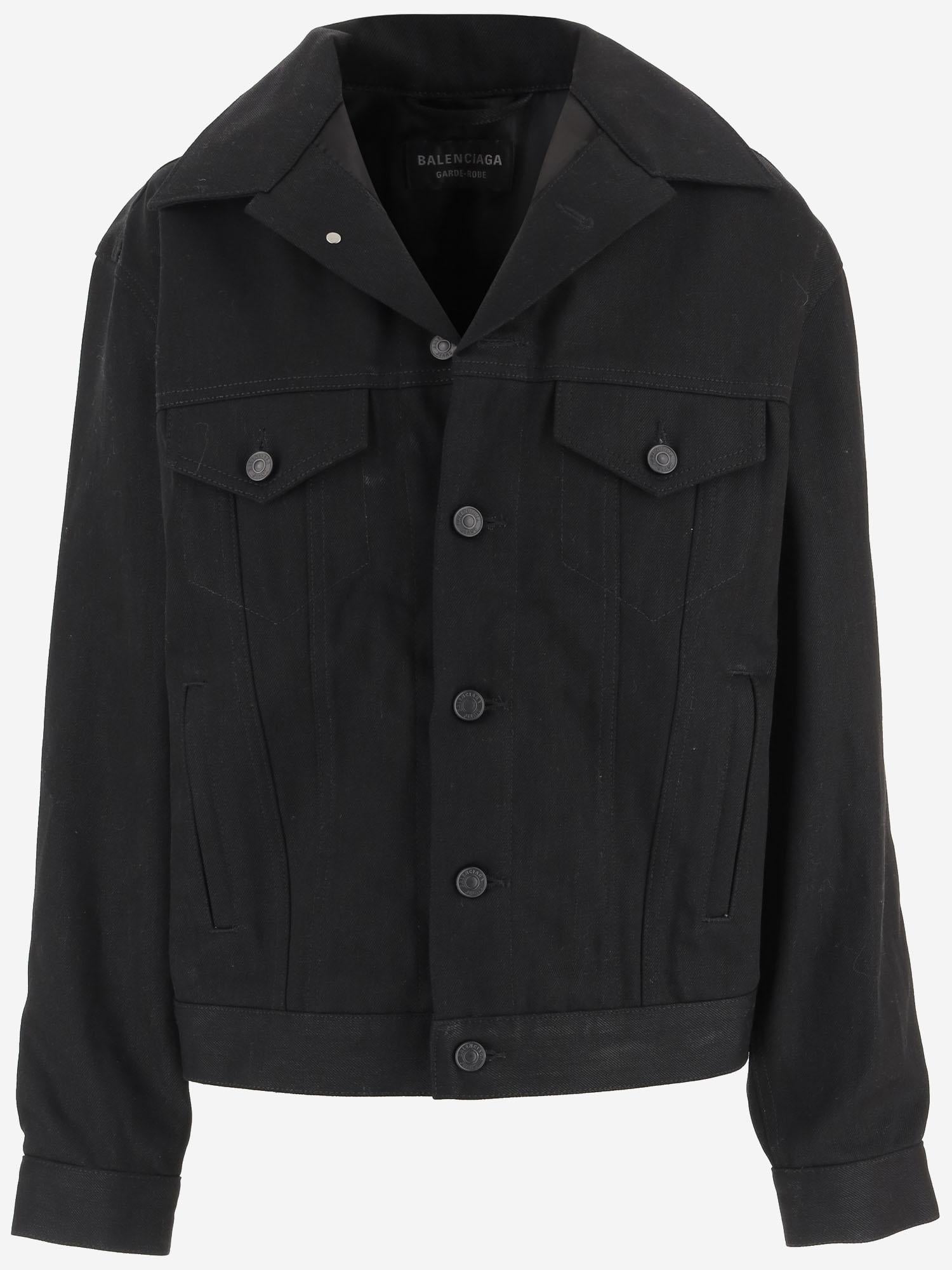 GIACCA IN DENIM NERO CON CHIUSURA A BOTTONI 849898 TTWA41000 BALENCIAGA 
