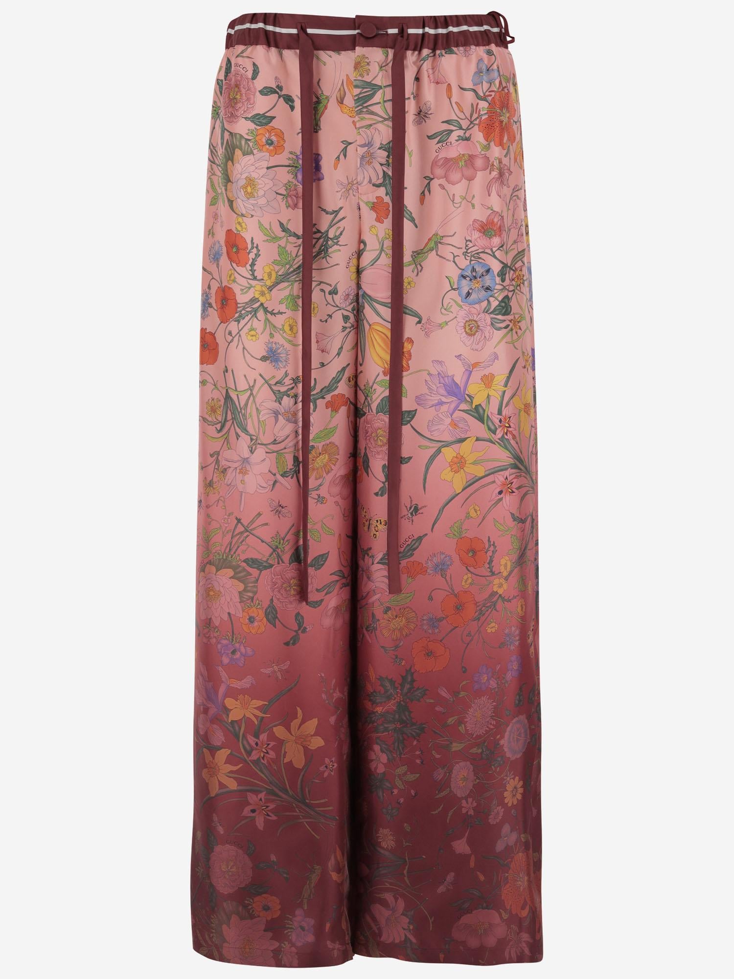 PANTALONI IN SETA CON MOTIVO FLOREALE 837980 Z7AUH5057 GUCCI 