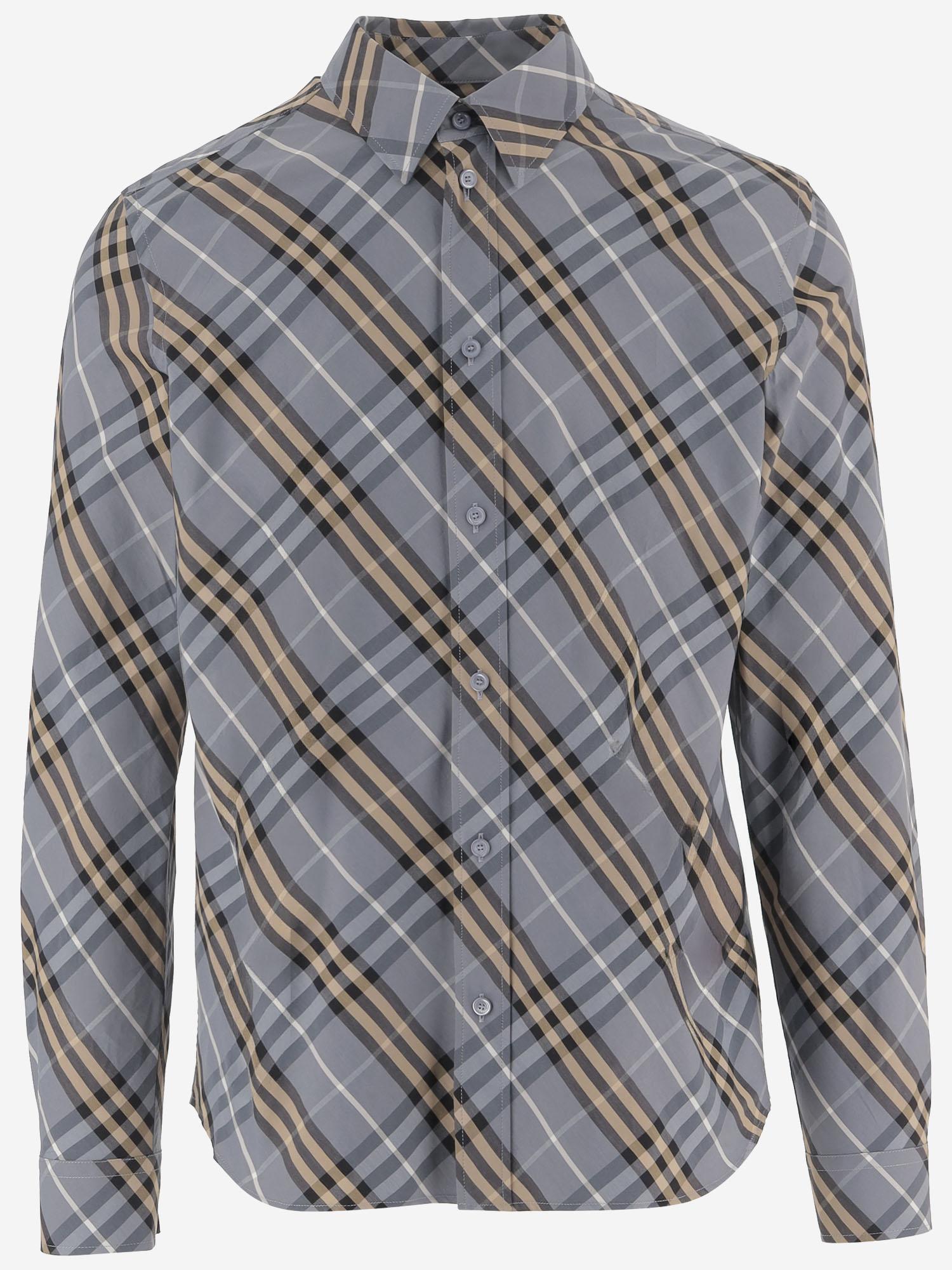 CAMICIA IN COTONE CON MOTIVO CHECK 8123670 WAVEBLUEIPCHECK BURBERRY 