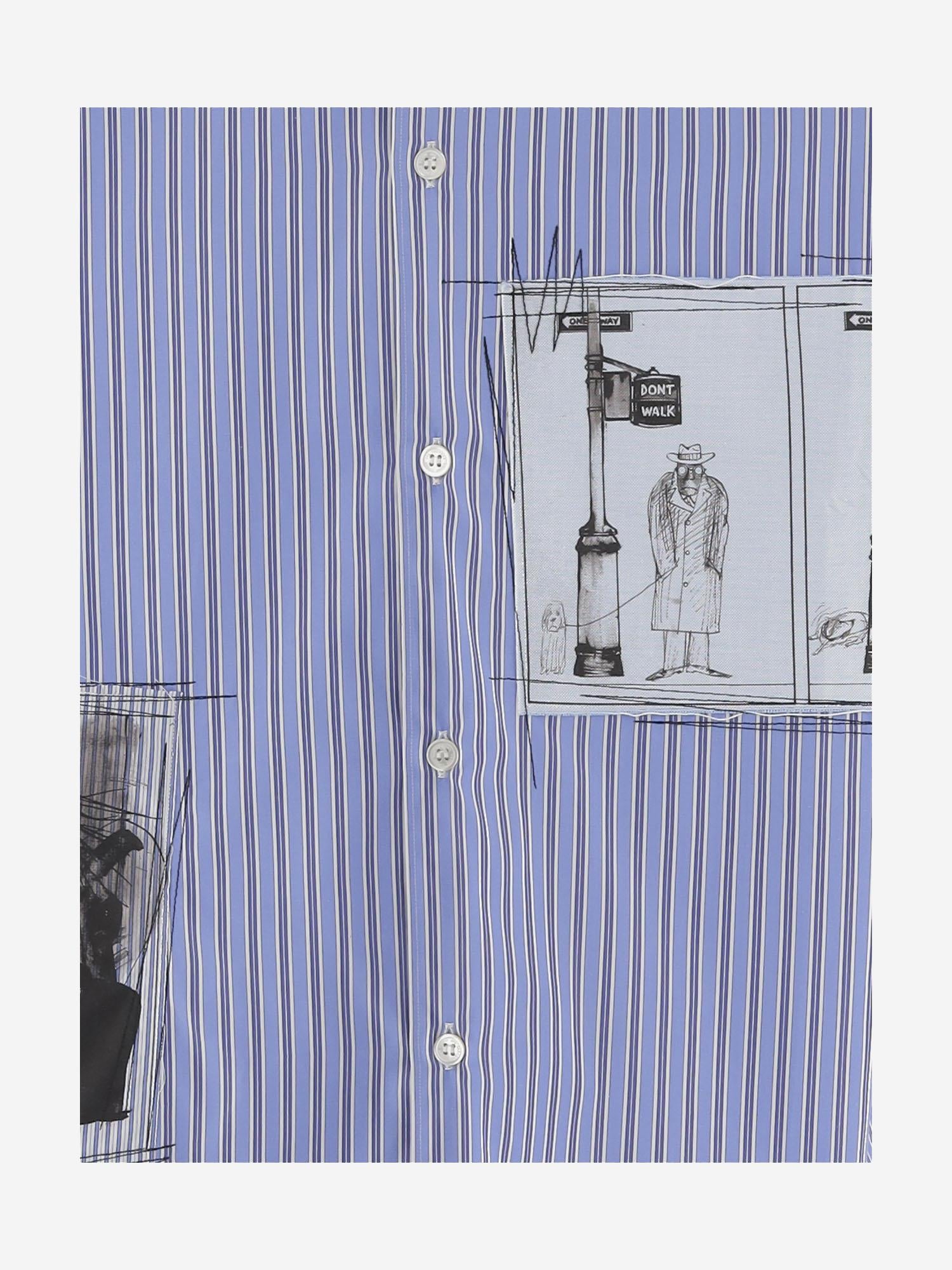 CAMICIA IN COTONE CON MOTIVO A RIGHE E STAMPA GRAFICA HPB009W25 1 HOMME 