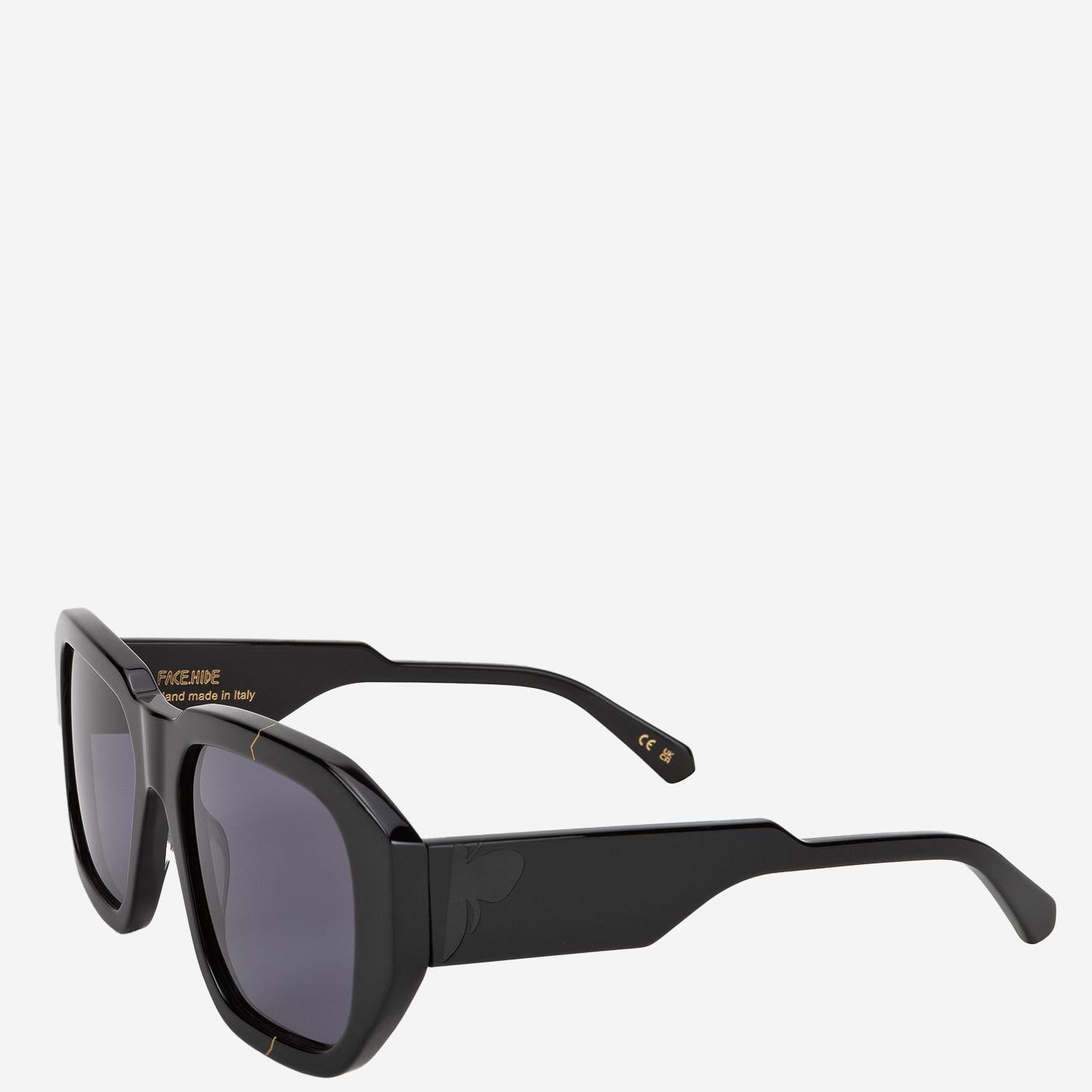 OCCHIALI DA SOLE BROKEN COSMO CON LOGO BROKENCOSMO ALLBLACK FACE HIDE 