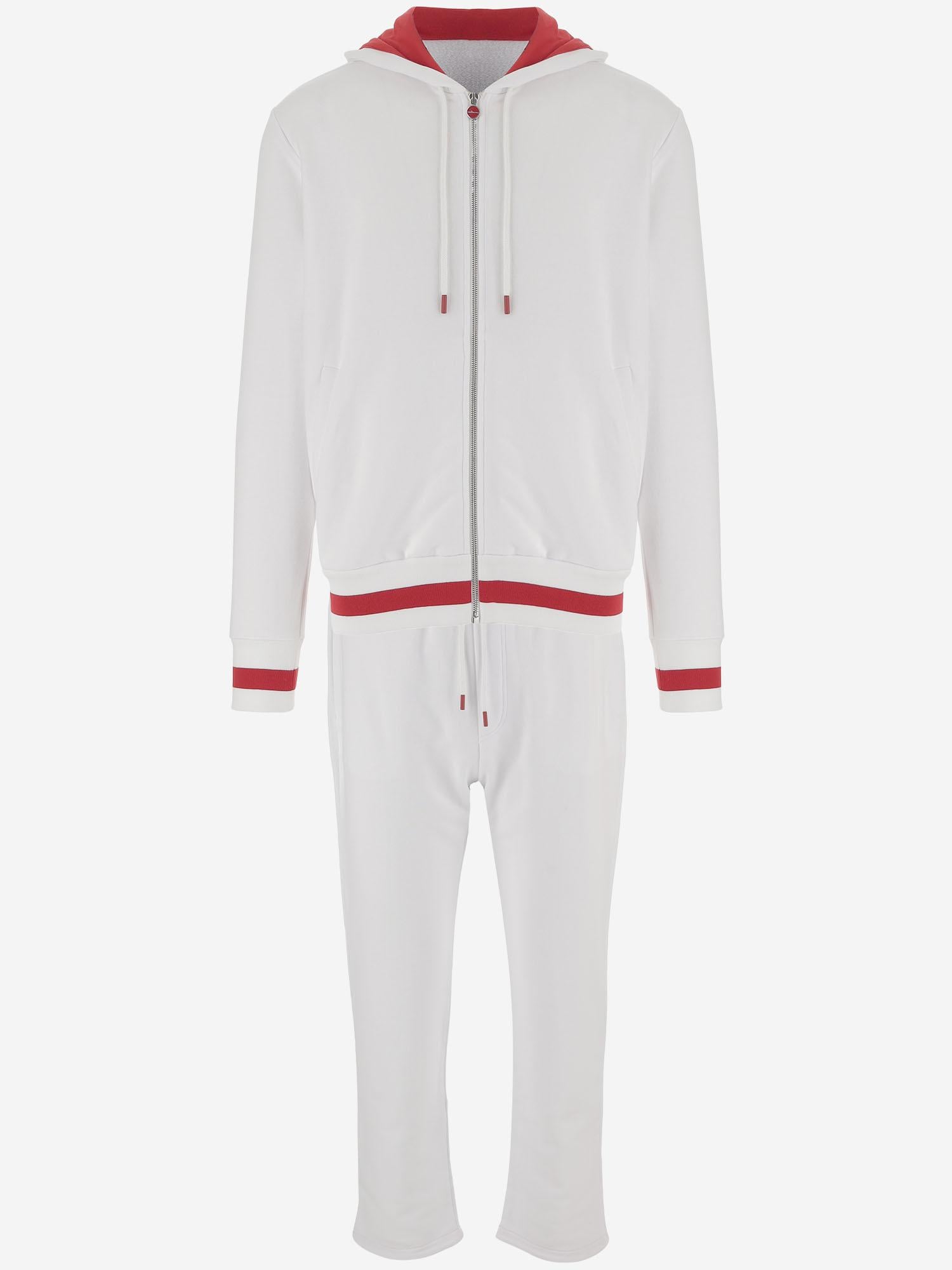 TUTA IN COTONE CON DETTAGLI A CONTRASTO UMJ002201001 BIANCO KITON 