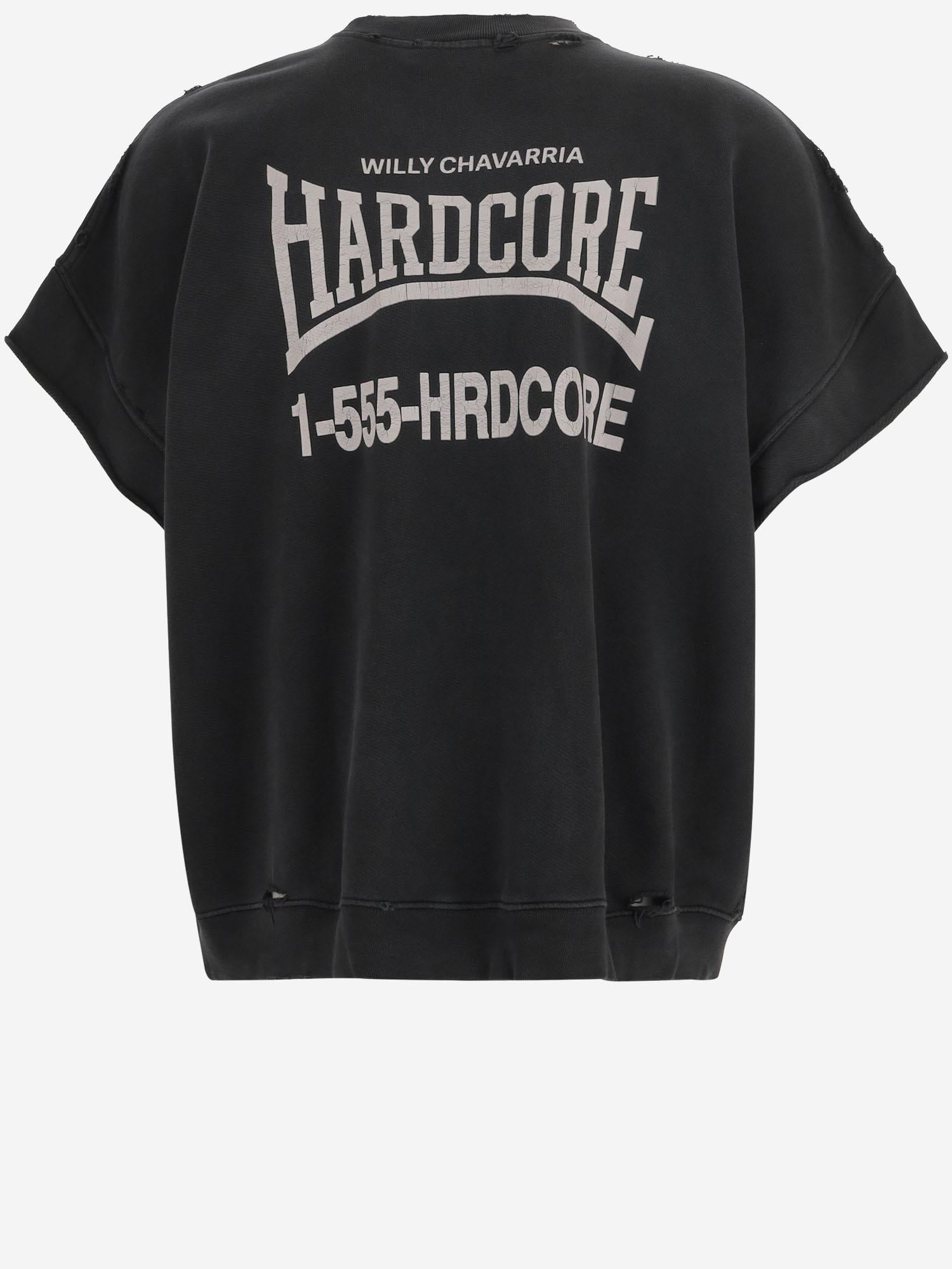 T-SHIRT IN COTONE CON EFFETTO DISTRESSED WCJSY0187 001 WILLY CHAVARRIA 