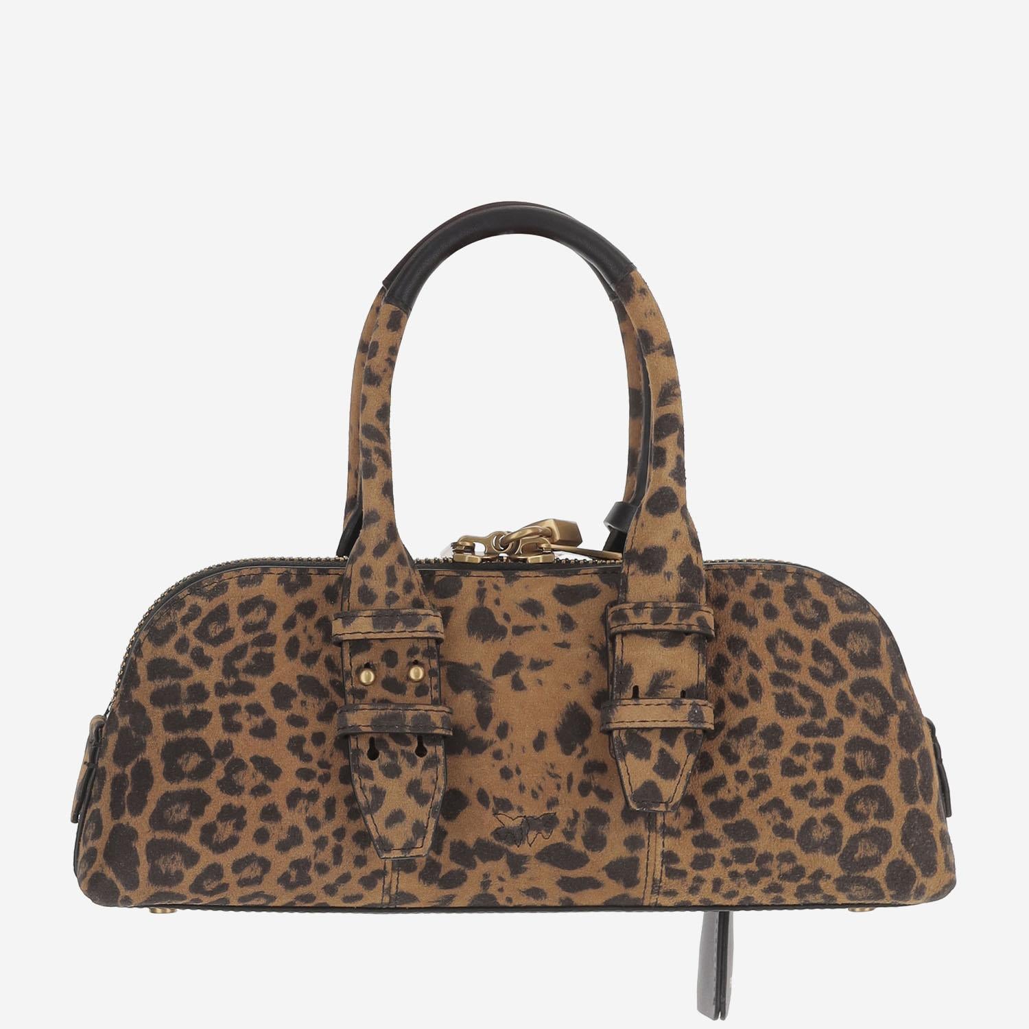 Borsa bowling Escape Horizontal in pelle scamosciata 105334 A32AM35Q PINKO 