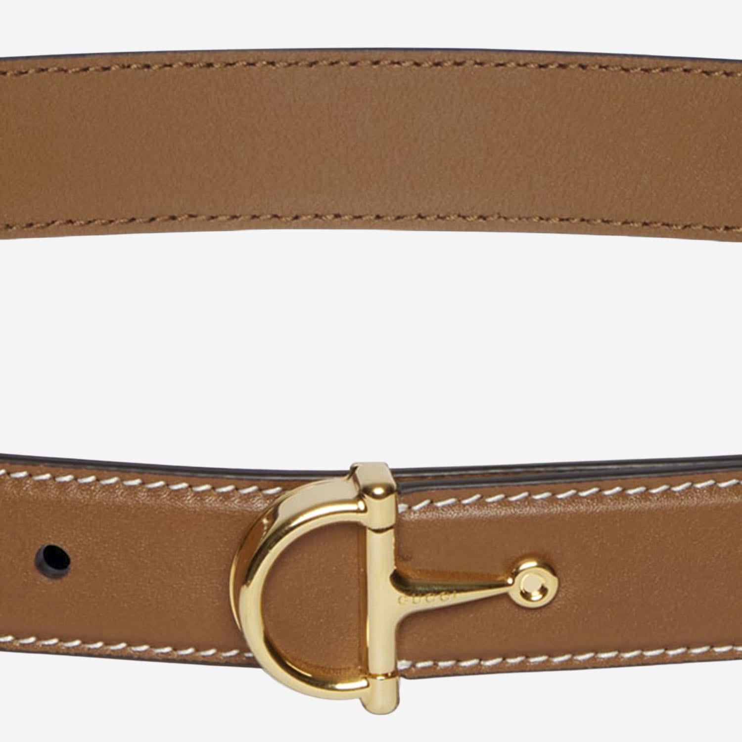 Cintura sottile in pelle con fibbia a mezzo morsetto 836993 AAEFH2718 GUCCI 