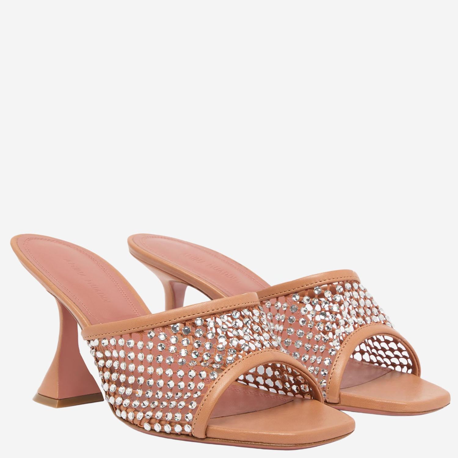 SANDALI LUPITA CRYSTAL LUPITACRYSTALNETSLIPPER 70LATTEWHITE AMINA MUADDI 