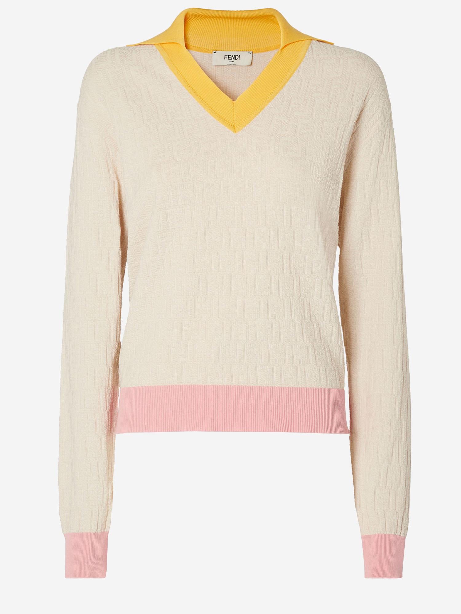 Maglione in cotone e seta stretch con motivo FF FZXE95 AW4SF0WC4 FENDI 