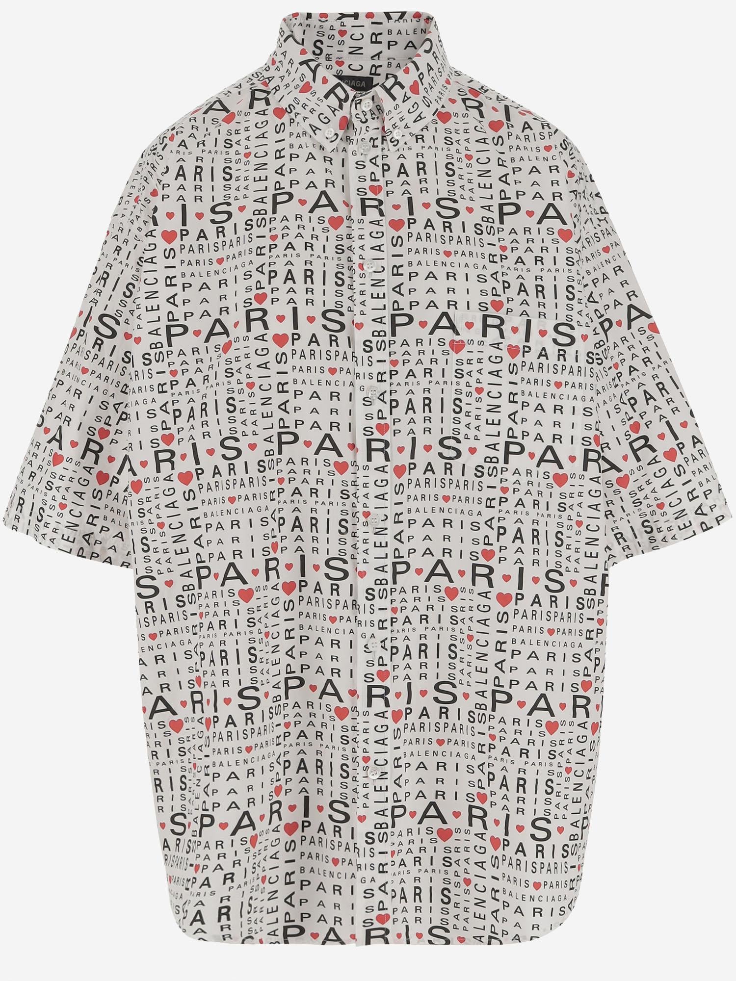 CAMICIA IN COTONE CON MOTIVO I LOVE PARIS 68170 2TRLH79065 BALENCIAGA 