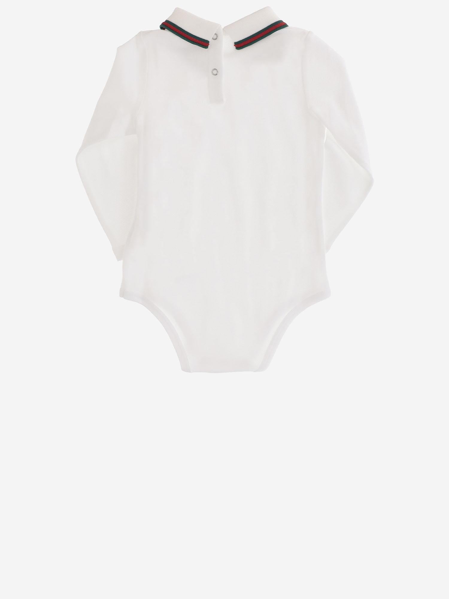 Body in cotone stretch con nastro web 853331 XJGXV9250 GUCCI KIDS 
