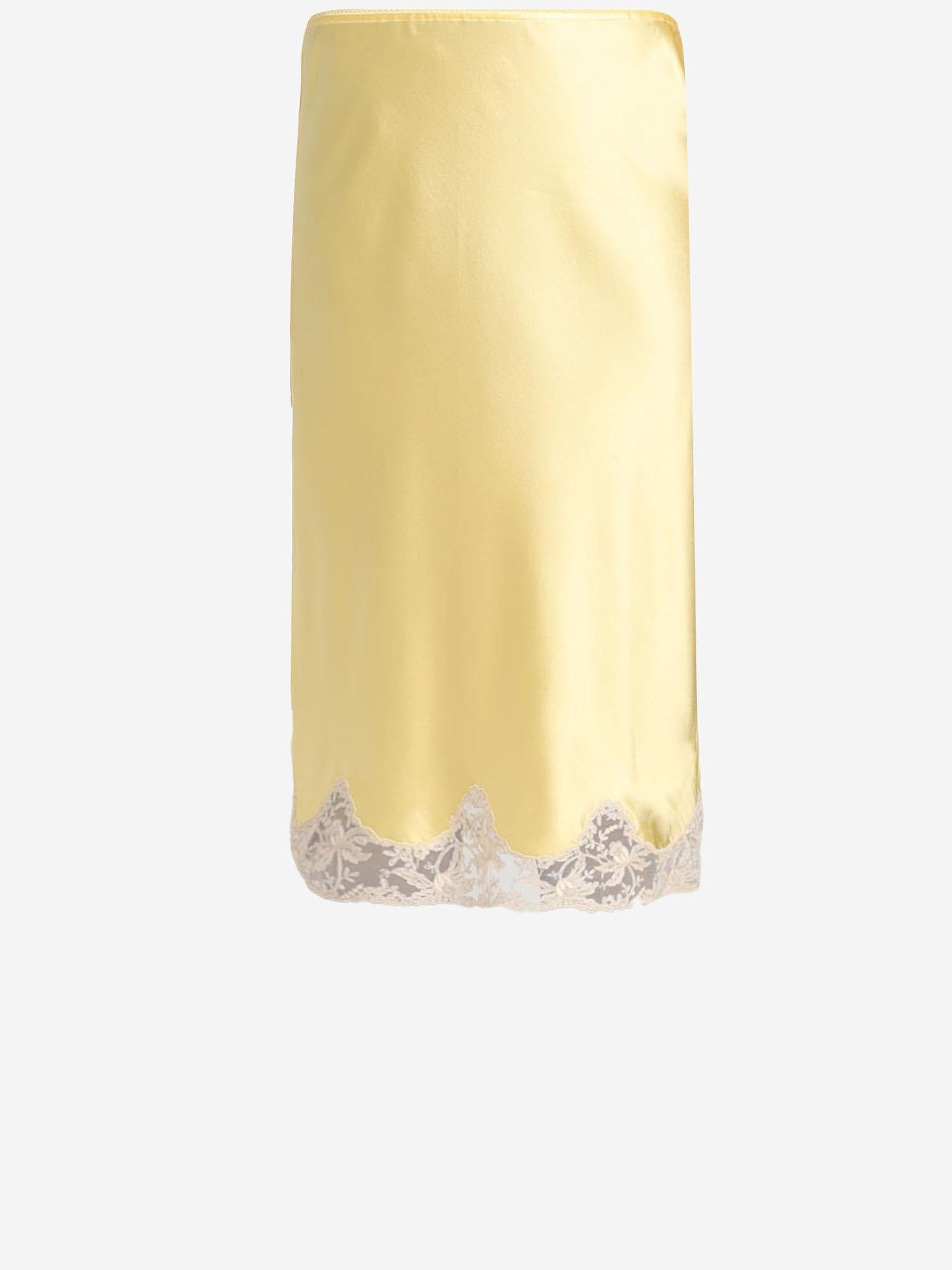 GONNA IN RASO DI SETA CON INSERTI IN PIZZO 851414 Y7G277262 SAINT LAURENT 