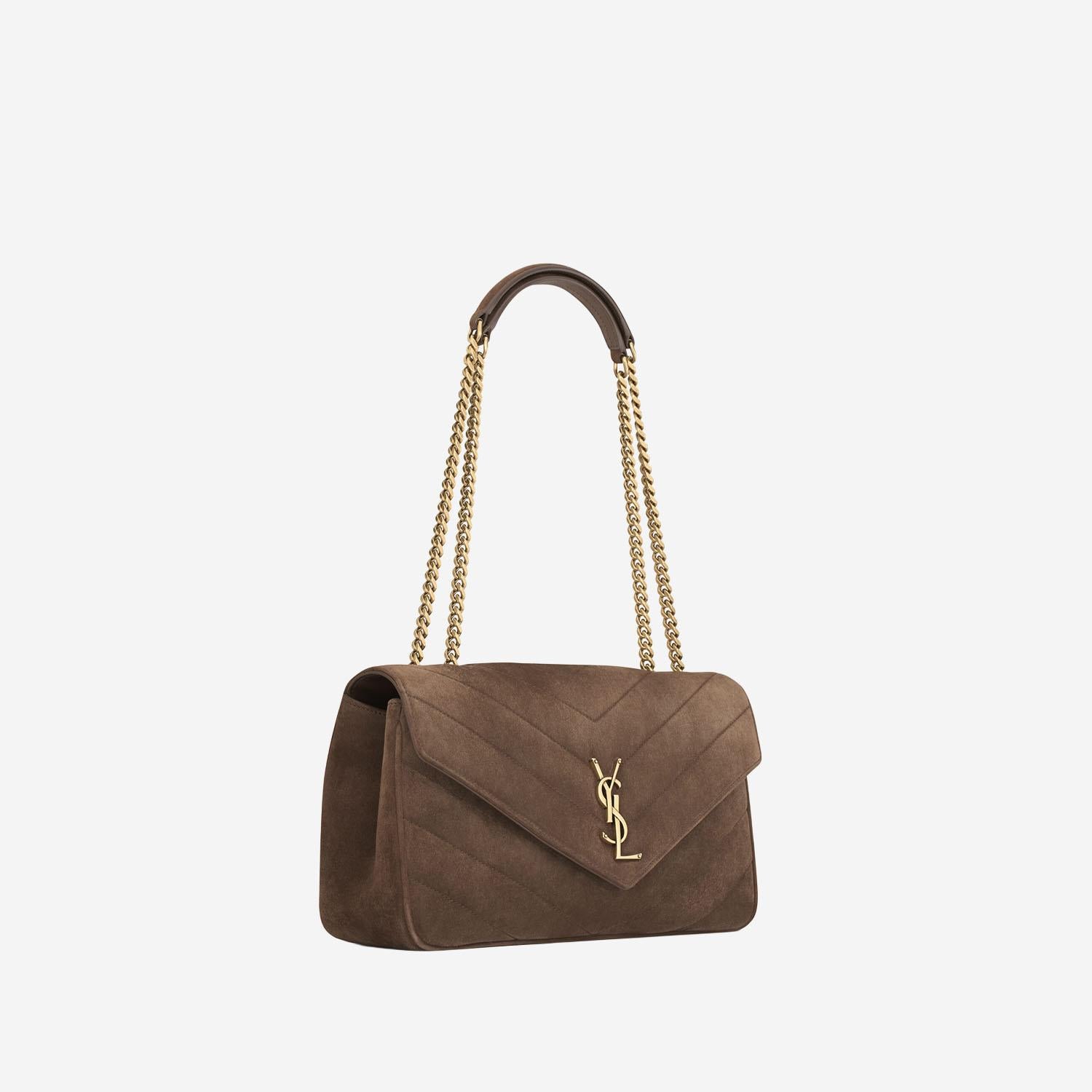 BORSA LOULOU MEDIA IN MATELASSÉ SUEDE 801439 AAEY62358 SAINT LAURENT 