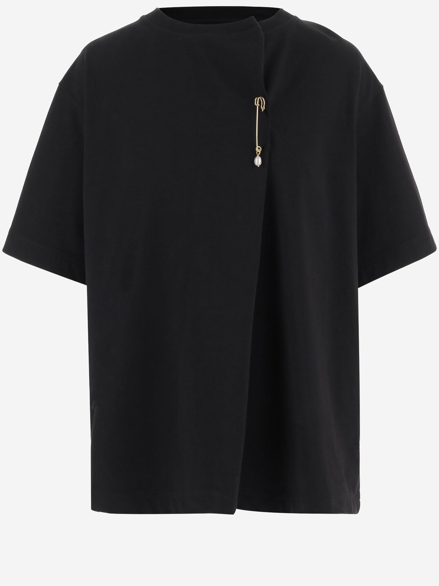 T-SHIRT IN COTONE CON SPILLA DECORATIVA 6261K21051 DeepBlack CARVEN 