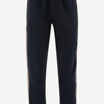 PANTALONI IN COTONE BURBERRY CHECK 8118995 NAVY BURBERRY 