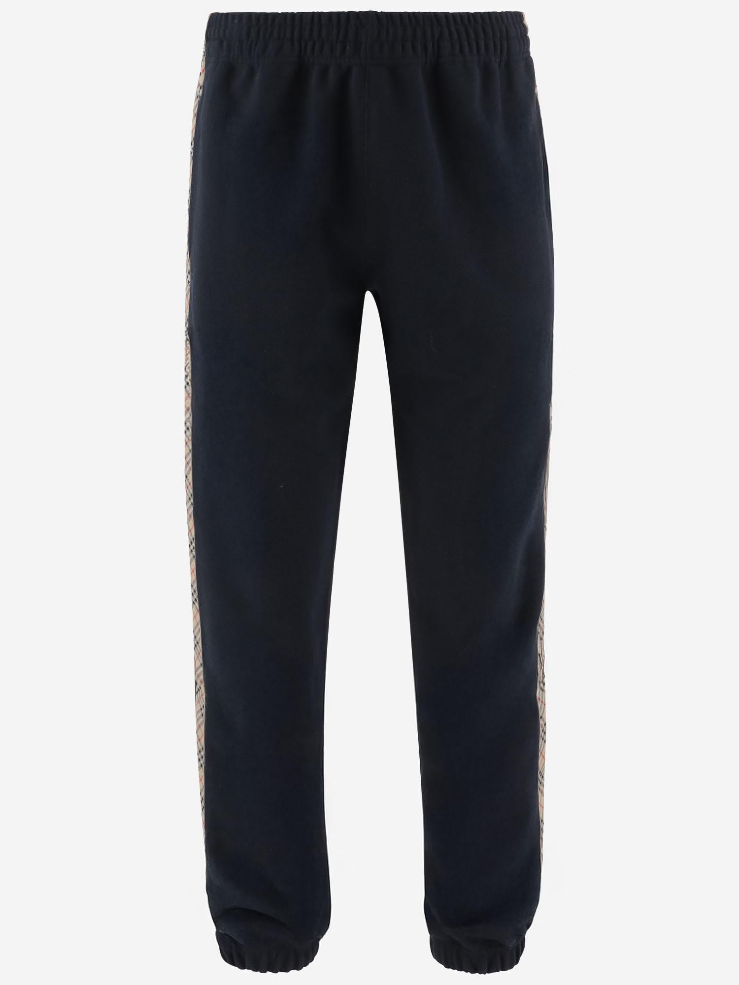 PANTALONI IN COTONE BURBERRY CHECK 8118995 NAVY BURBERRY 