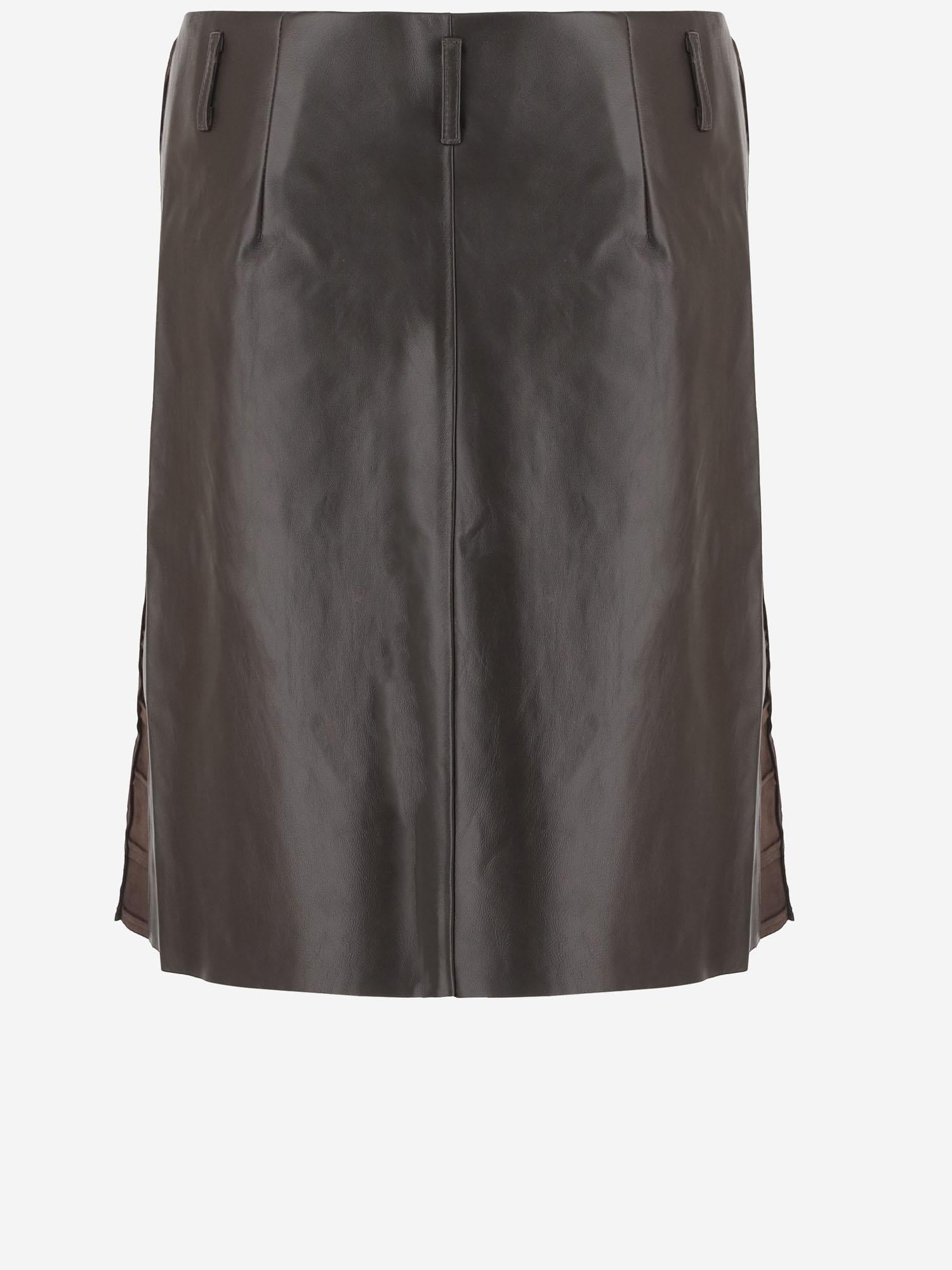 GONNA IN PELLE CON MOTIVO QUADRATO S010 LEASQBROWN NICCOLO PASQUALETTI 