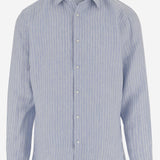CAMICIA IN LINO CON MOTIVO A RIGHE 50562694 459 HUGO BOSS 