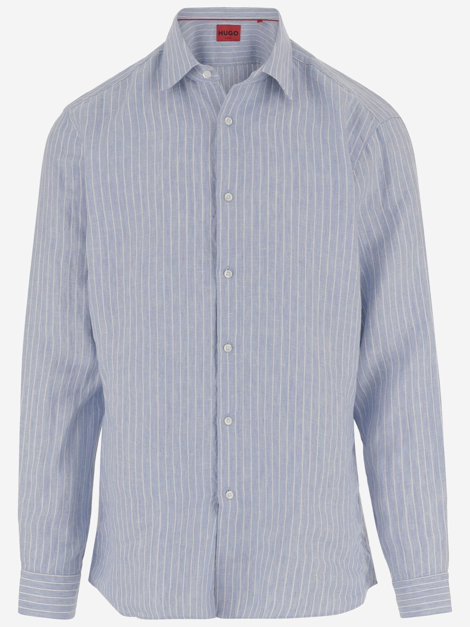 CAMICIA IN LINO CON MOTIVO A RIGHE 50562694 459 HUGO BOSS 