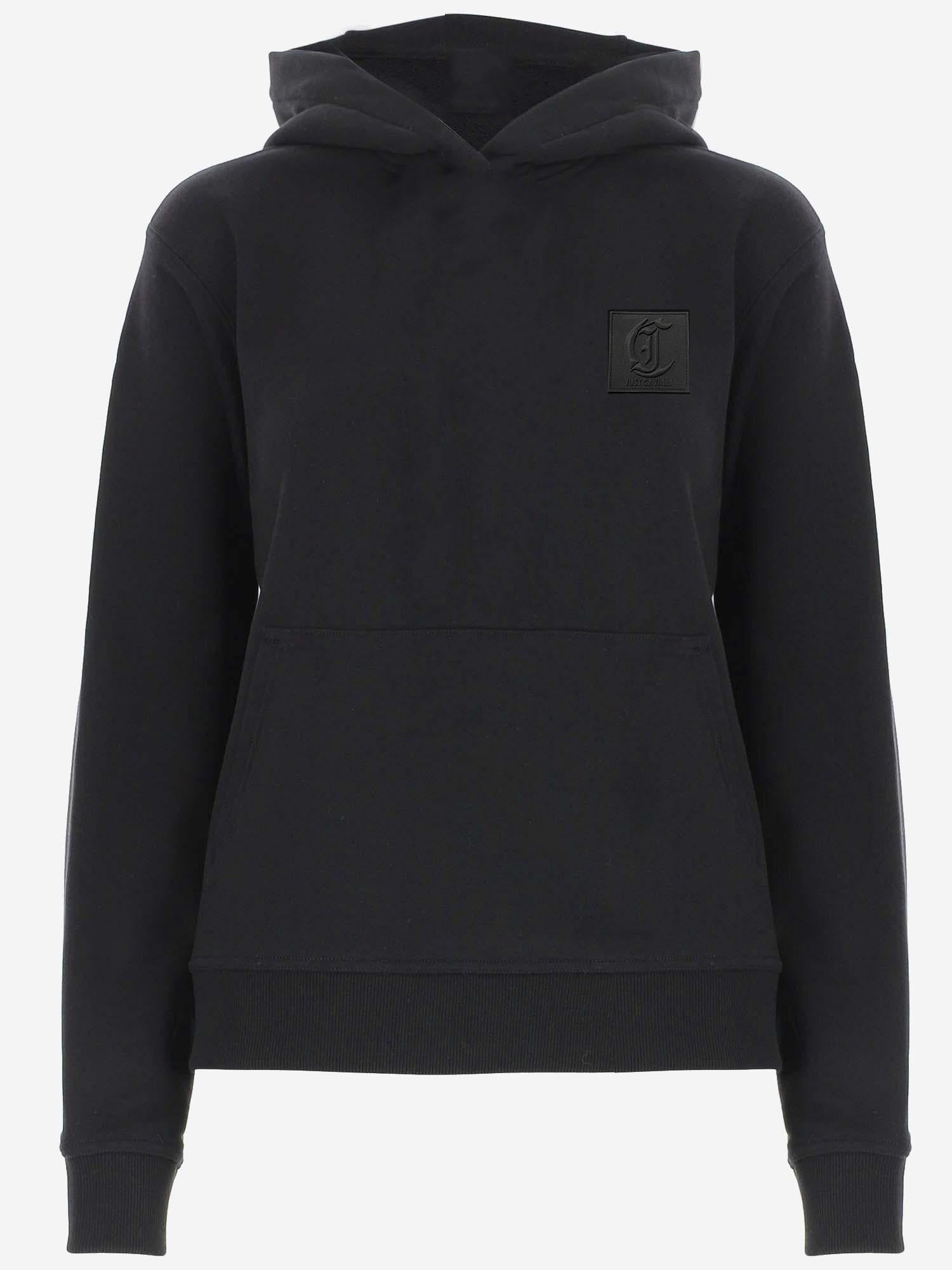 FELPA IN COTONE CON CAPPUCCIO E LOGO 80OAIT05 CF500899 JUST CAVALLI 