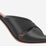 SANDALI SALMA IN RASO SALMASLIPPER 95BLACK AMINA MUADDI 