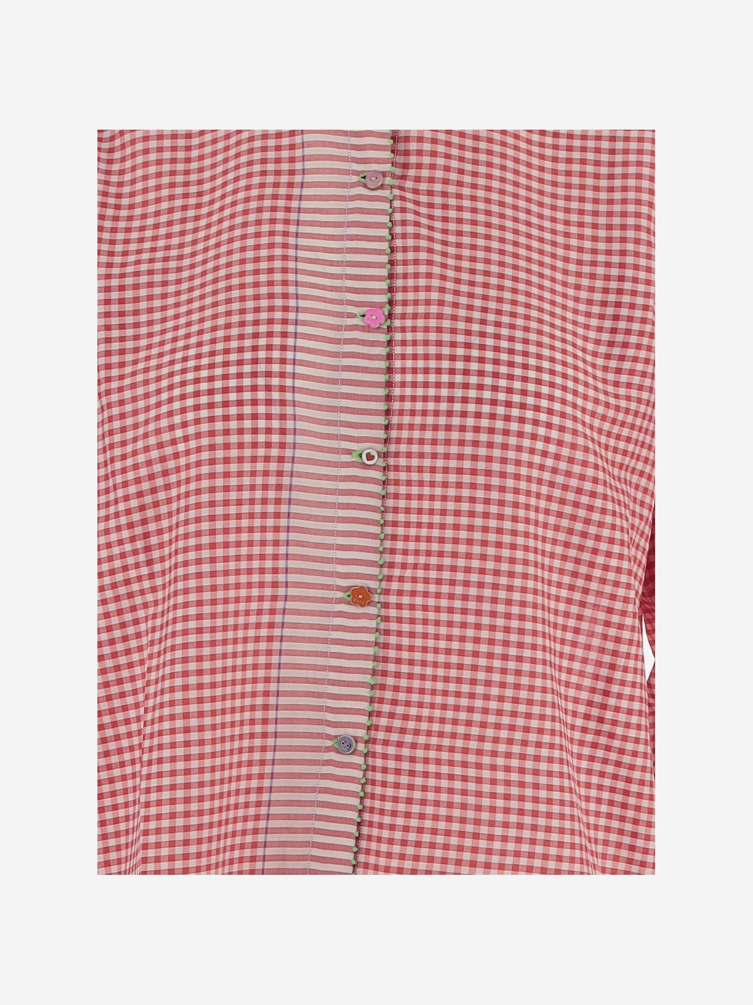 CAMICIA A QUADRI IN misto seta COTONE DLWPLSPLA02 WHITERED PERO 