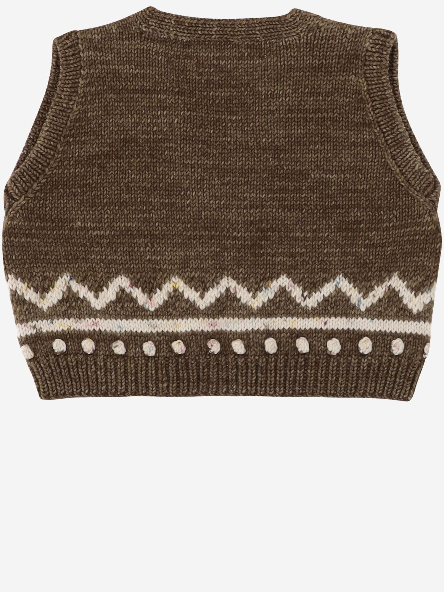 GILET IN LANA MERINO CON MOTIVO GRAFICO K1223W25 762 MISHA & PUFF KIDS 