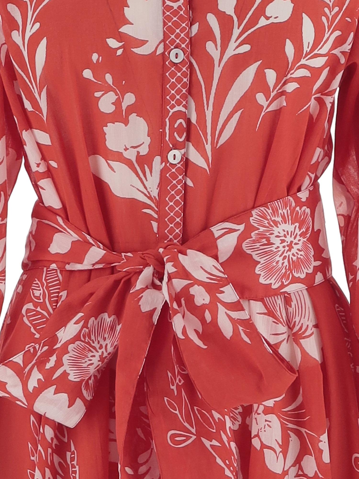 ABITO IN COTONE CON MOTIVO FLOREALE KIMONO 03RED PEPS CANNES 