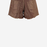 PANTALONI CORTI IN COTONE CON ORLO SFRANGIATO DAM25M04. BROWN DONT @ ME 