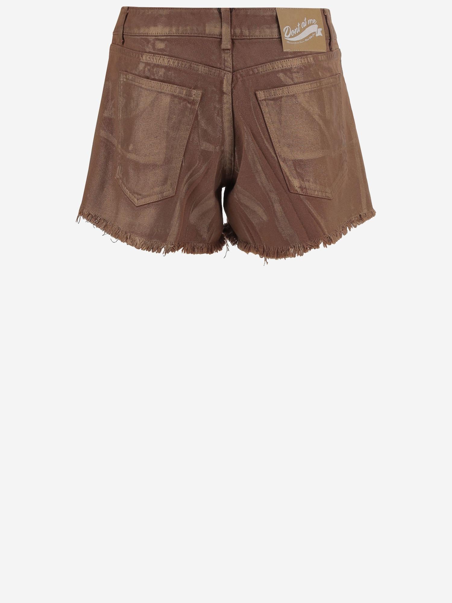 PANTALONI CORTI IN COTONE CON ORLO SFRANGIATO DAM25M04. BROWN DONT @ ME 
