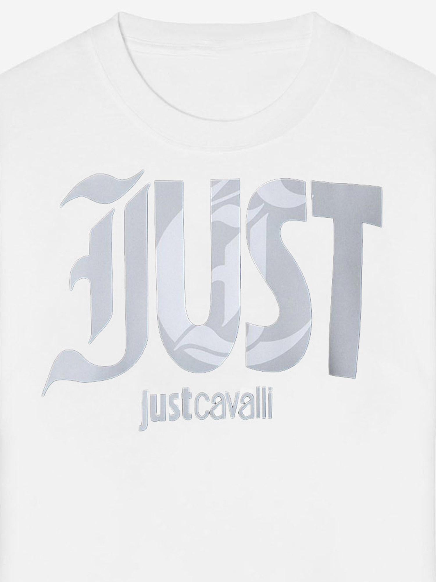 T-SHIRT IN COTONE CON STAMPA LOGO 80OAHT28 CJ500004 JUST CAVALLI 
