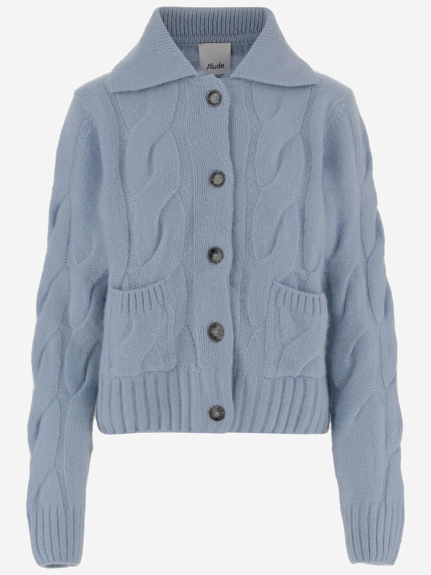 CARDIGAN IN CASHMERE E SETA CON MOTIVO A TRECCIA 25577000 11 ALLUDE 