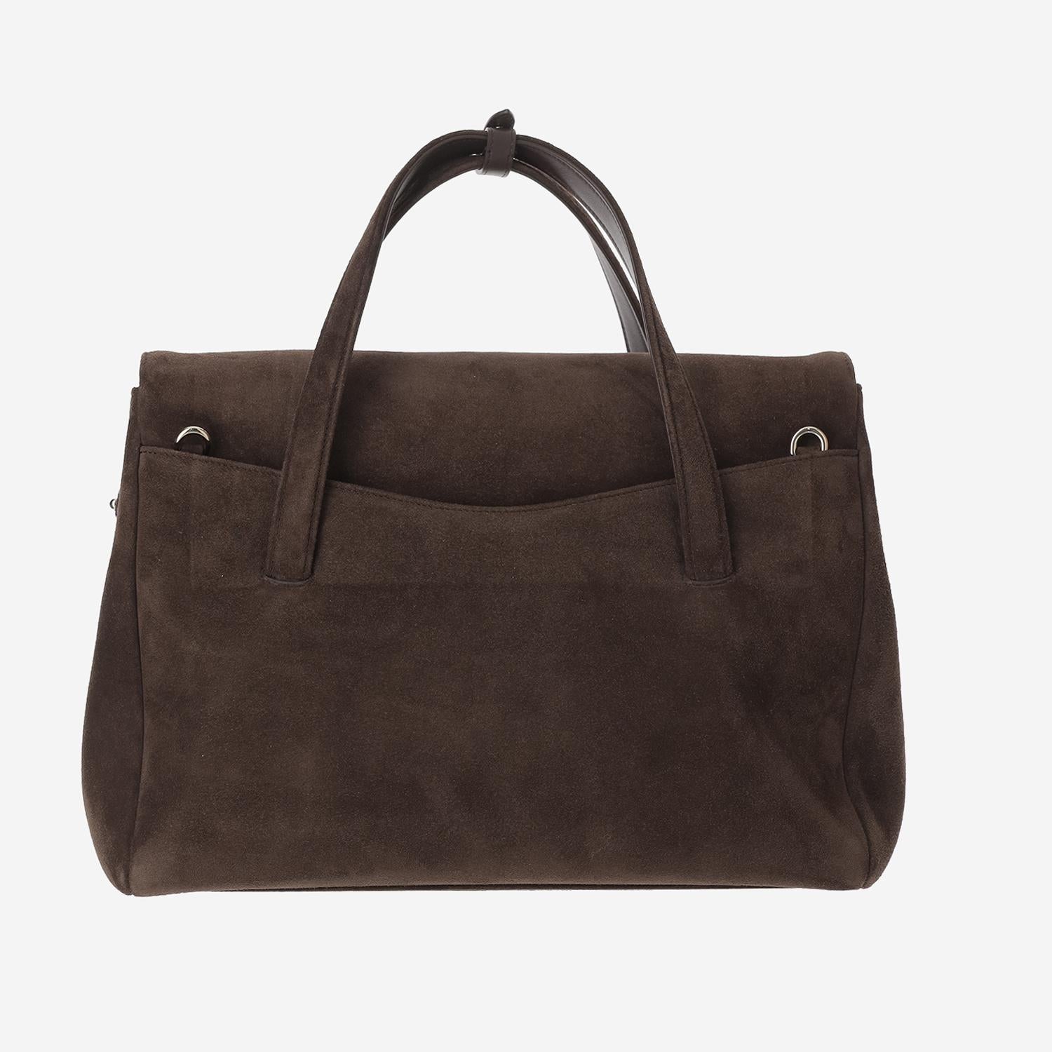 BORSA VIRGINIA IN PELLE SCAMOSCIATA VIRGINIA EBONY FRANZI MILANO 