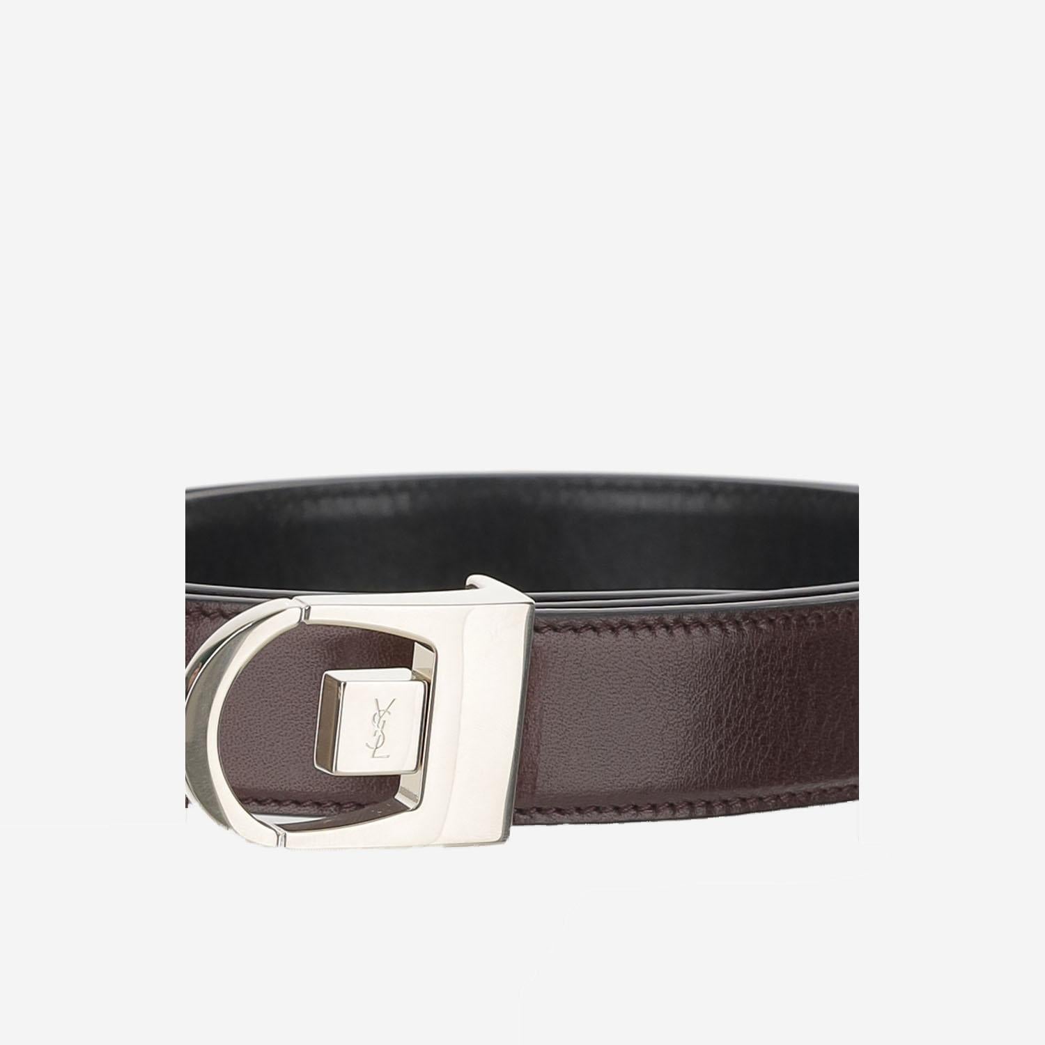 Cintura reversibile in pelle liscia 828728 AAEWG1074 SAINT LAURENT 