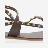 SANDALO NAXOS DI PELLE CON APPLICAZIONI NAXOS MORO KIMA 