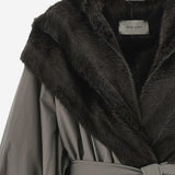 CAPPOTTO IN COTONE CON COLLO IN PELLICCIA 226925 GREY MAGDA BUTRYM 