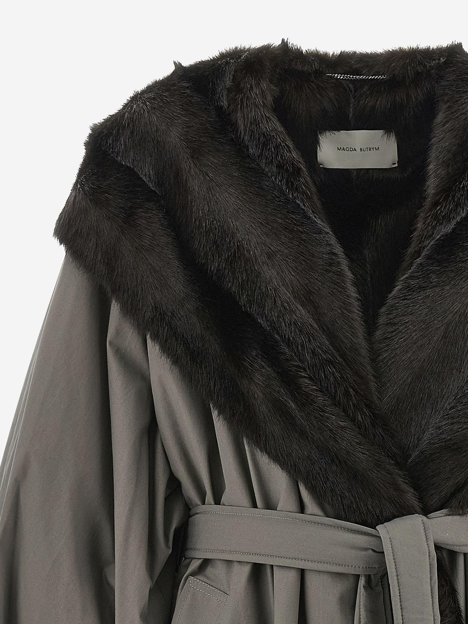 CAPPOTTO IN COTONE CON COLLO IN PELLICCIA 226925 GREY MAGDA BUTRYM 
