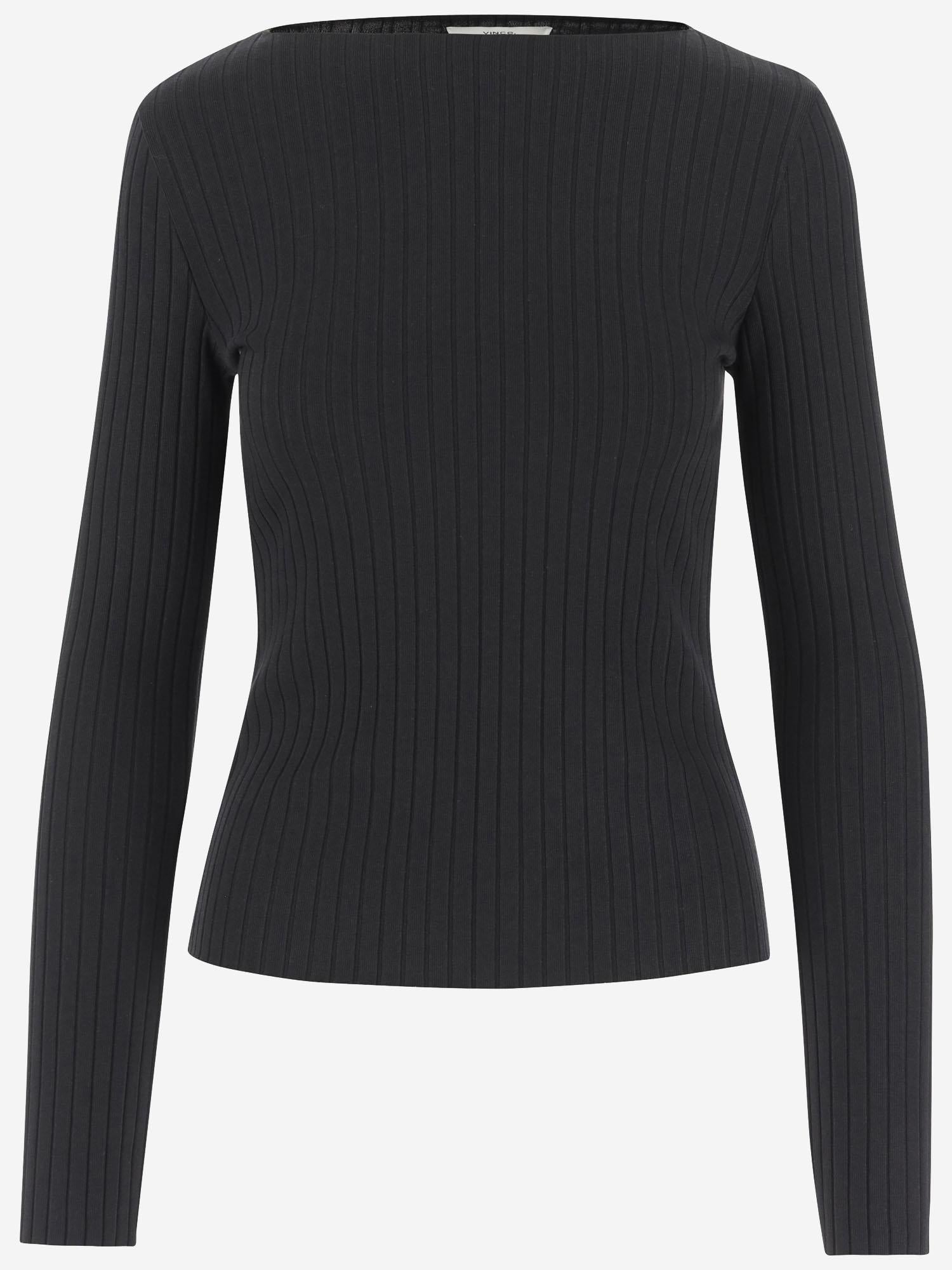 maglia in misto cotone stretch V114684782 001BLK VINCE 