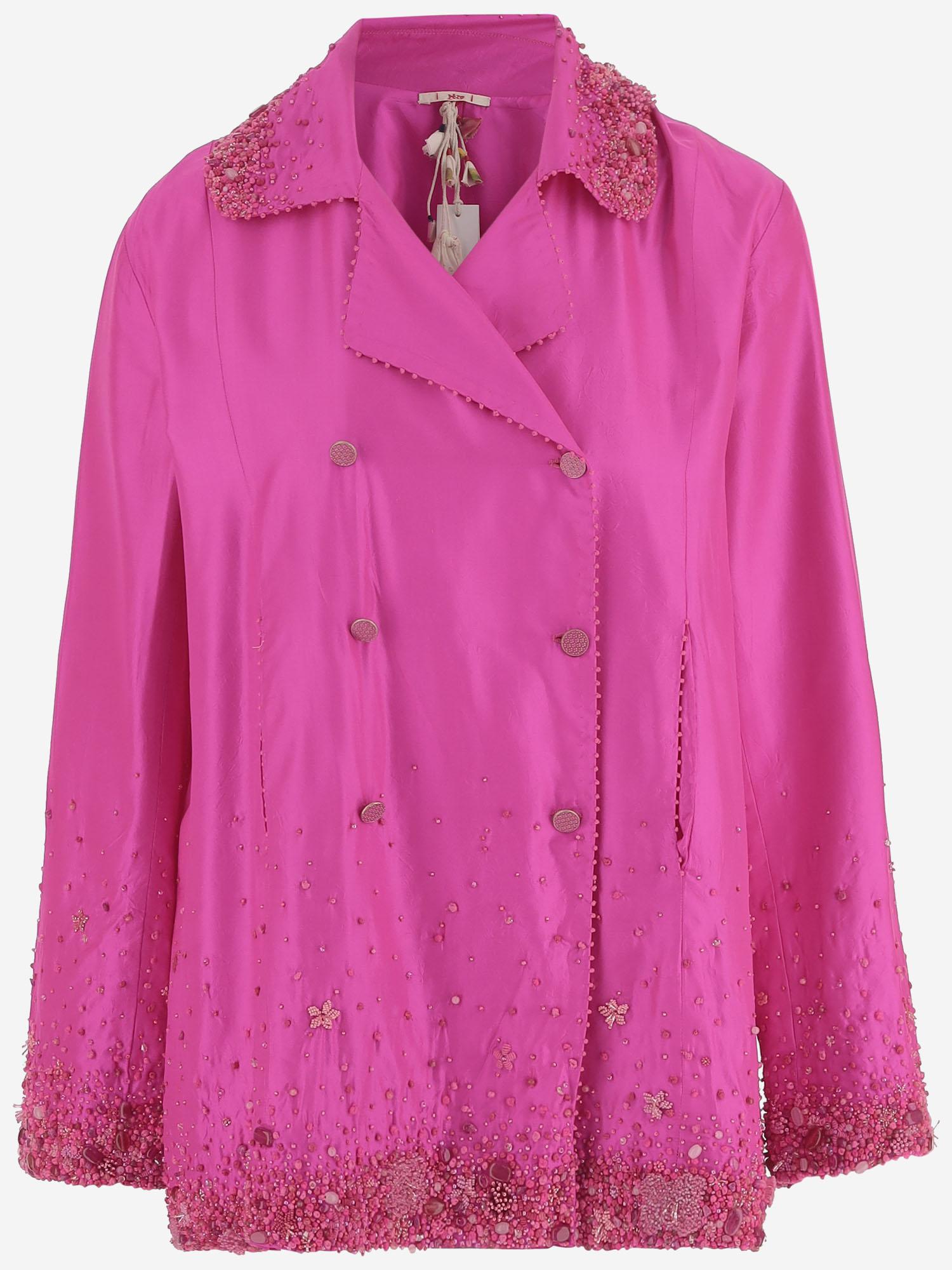 Giacca doppiopetto in seta DLWPJMA04E FUCSIA PERO 